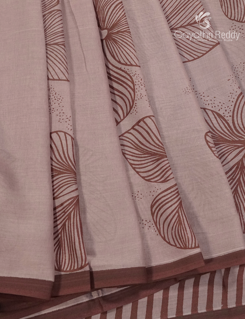 Pure MulMul Cotton Saree in Light Beige