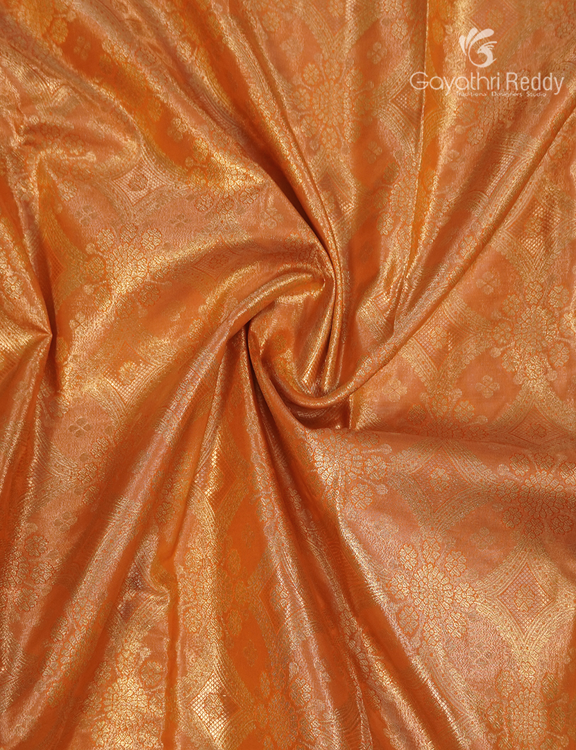 Semi Kanchipuram Silk Saree in Light Orange