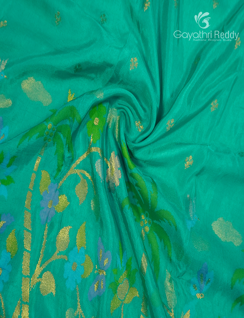 Pure Satin Silk Saree in Sea Foam Green