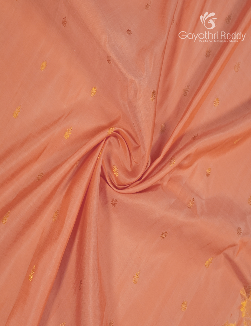 Pure Gadwal Silk Saree in Pastel Peach