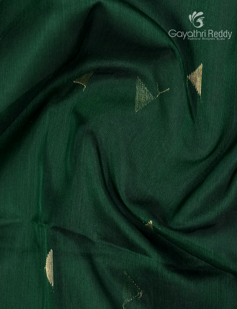 Pure Chanderi Sico Saree in Bottle Green
