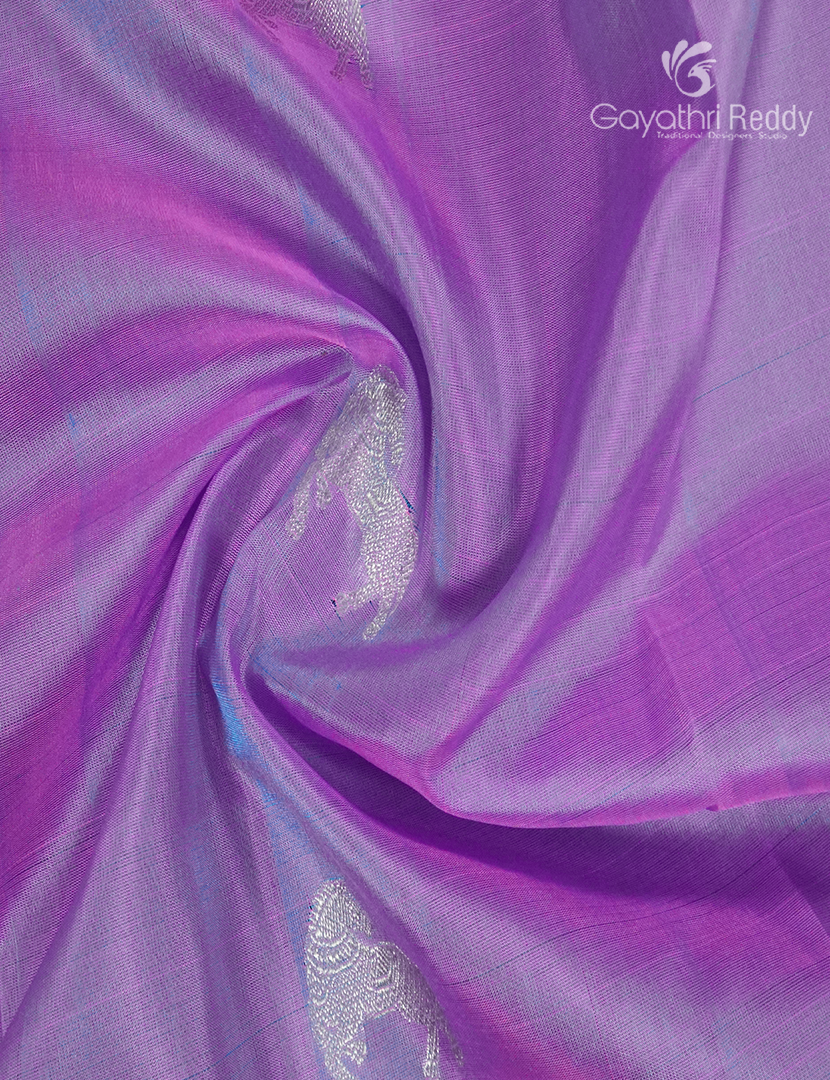 Pure Venkatagiri Silk Saree in Lilac and Blue