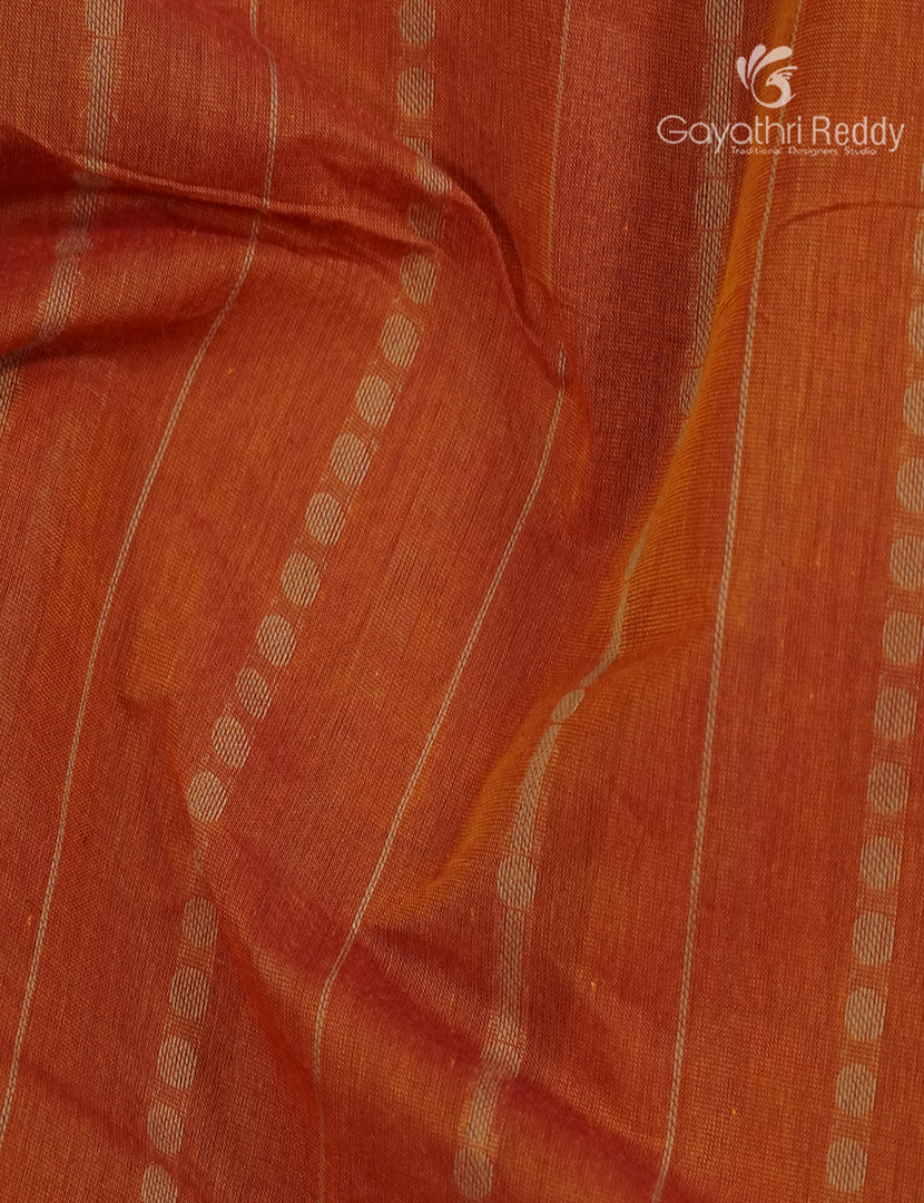 Pure Kanchi Cotton Saree Burnt Orange