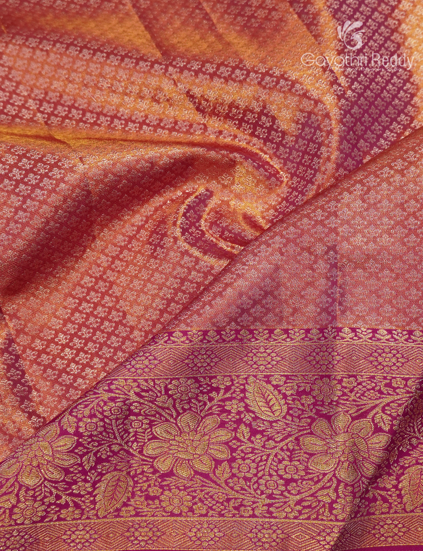 Pure  Kanchipuram Silk Saree in Rose Pink ( Brocade Pattern )