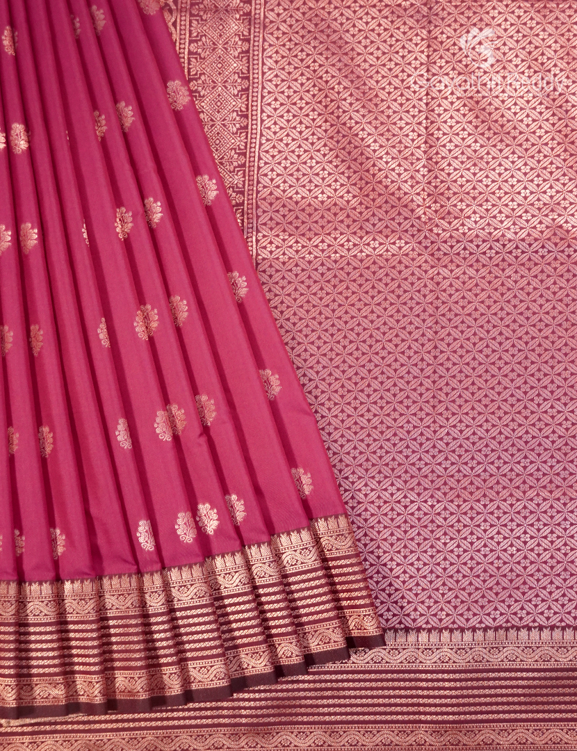 Semi Kanchipuram Art Silk Saree in Rani Pink