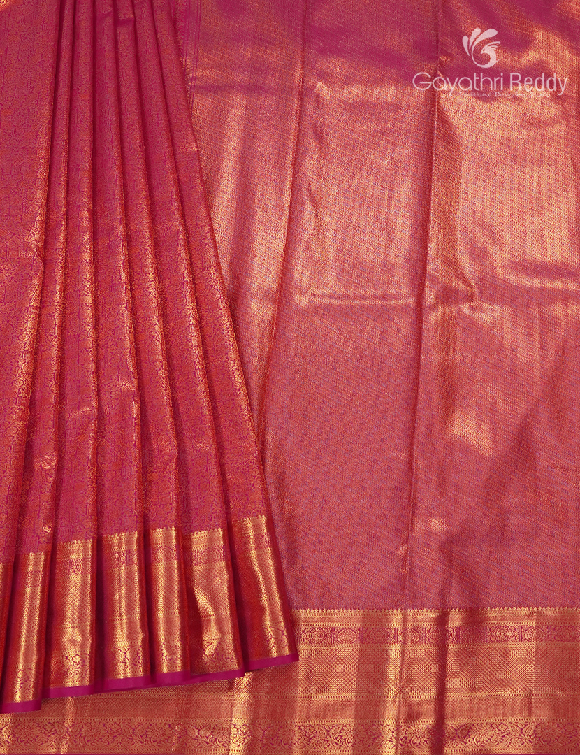 Semi Kanchipuram Silk Saree in Rani Pink