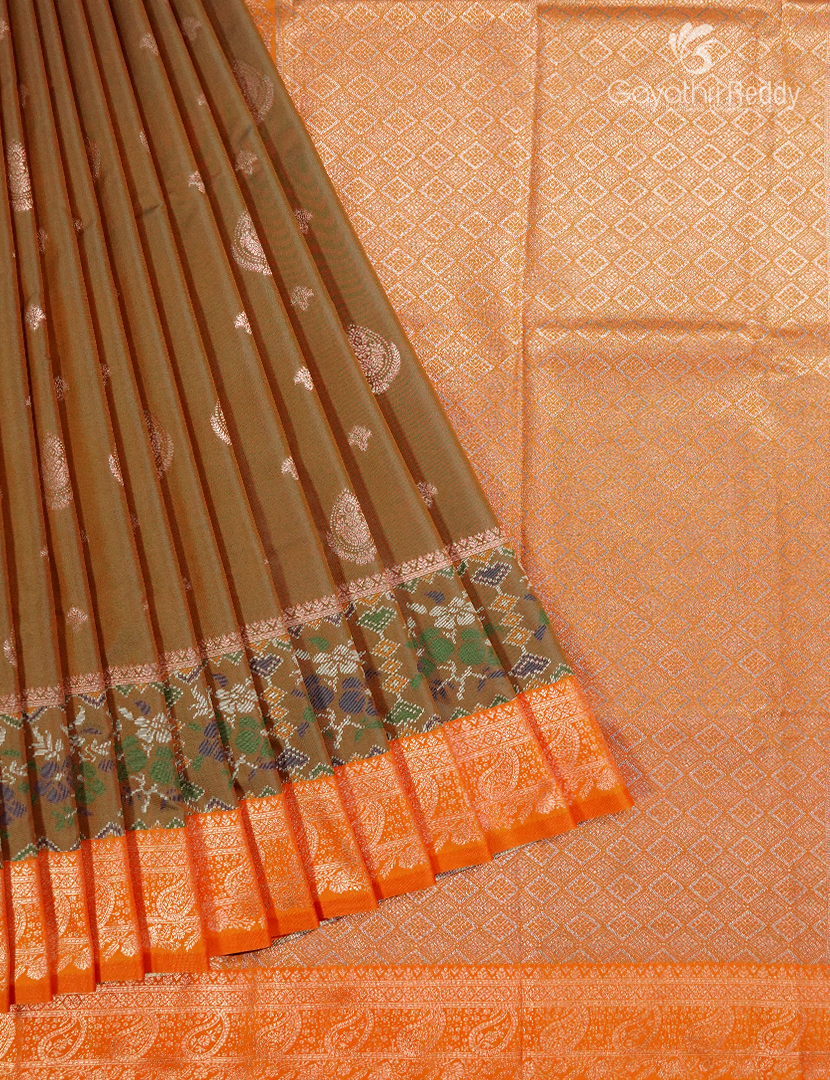 Semi Kanchipuram Art Silk Saree in Brown