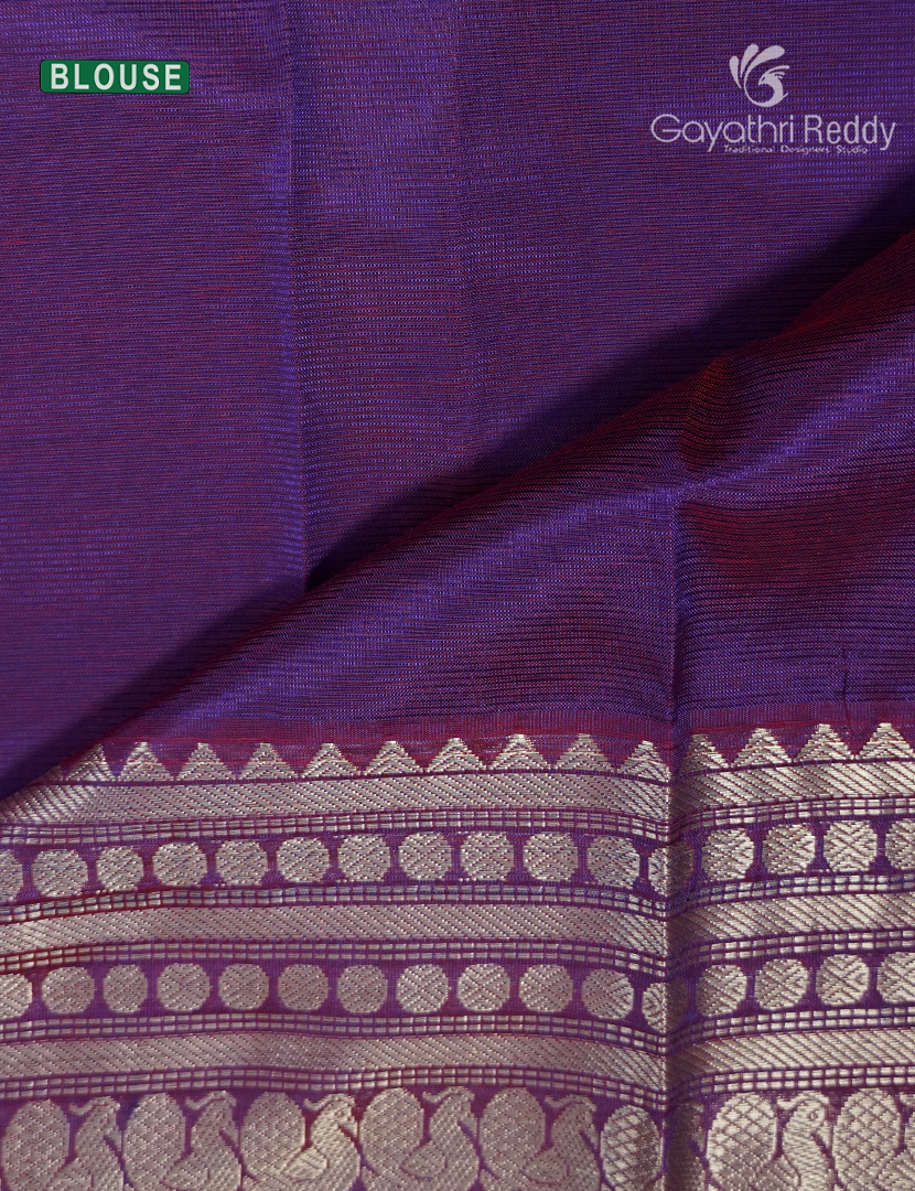 Pure Mangalagiri Langa Voni Set in Purple and Red