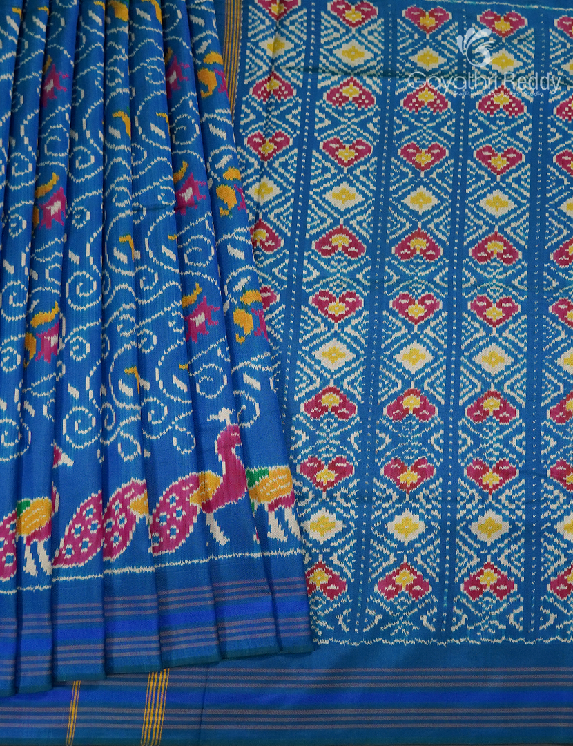 Pure Ikat Silk Saree in Blue