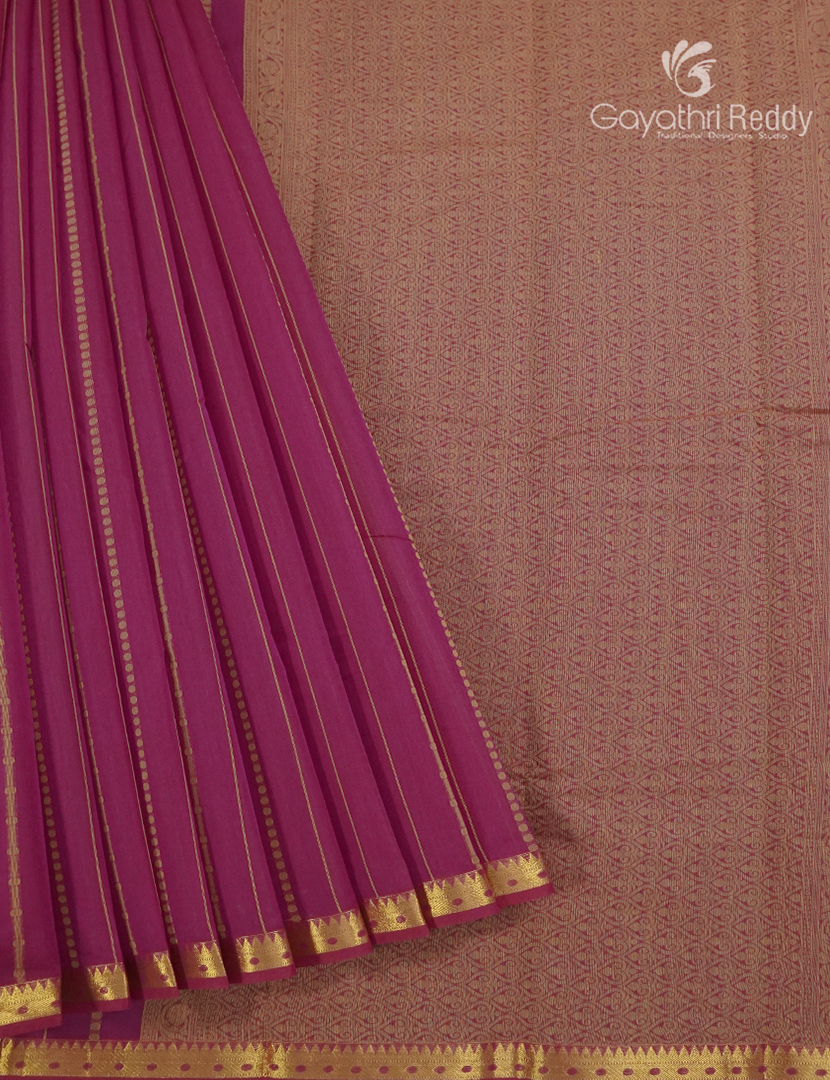 Pure Kanchi Cotton Saree in Deep Ruby Pink