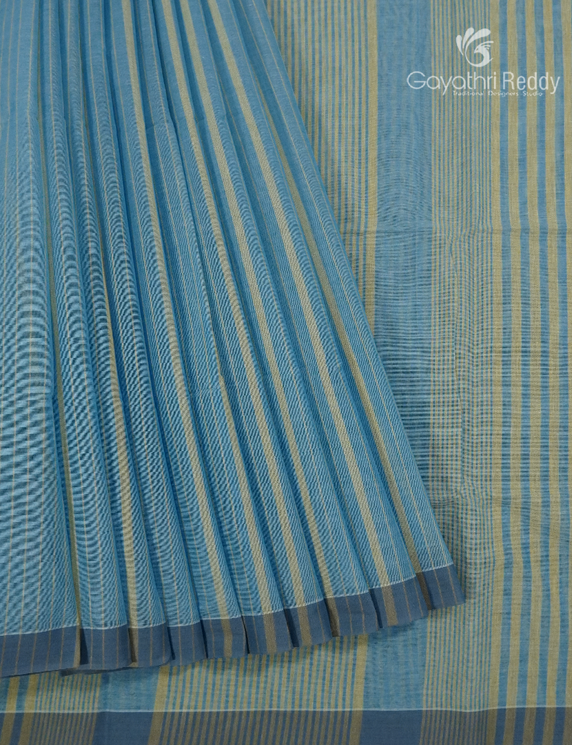 Pure Handloom Cotton Saree in Blue