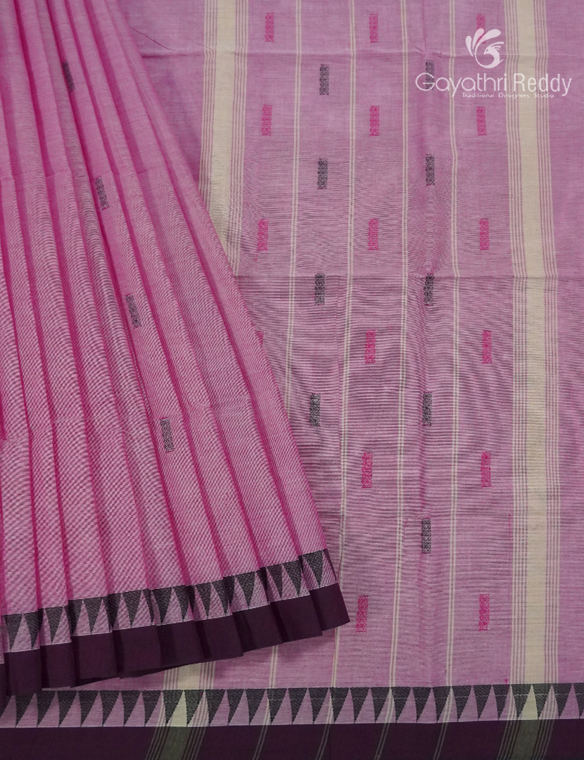 Pure Handloom Cotton Saree in Baby Pink