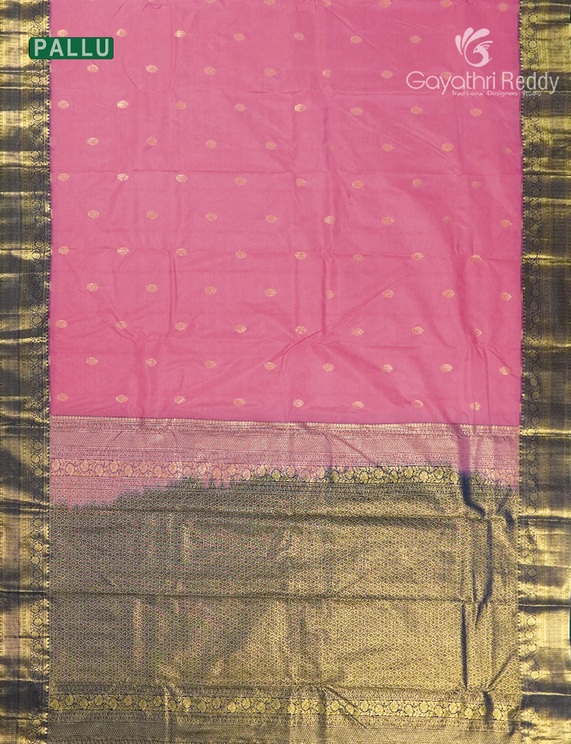 Semi Kanchipuram Silk Saree in Baby Pink and Deep Navy Blue