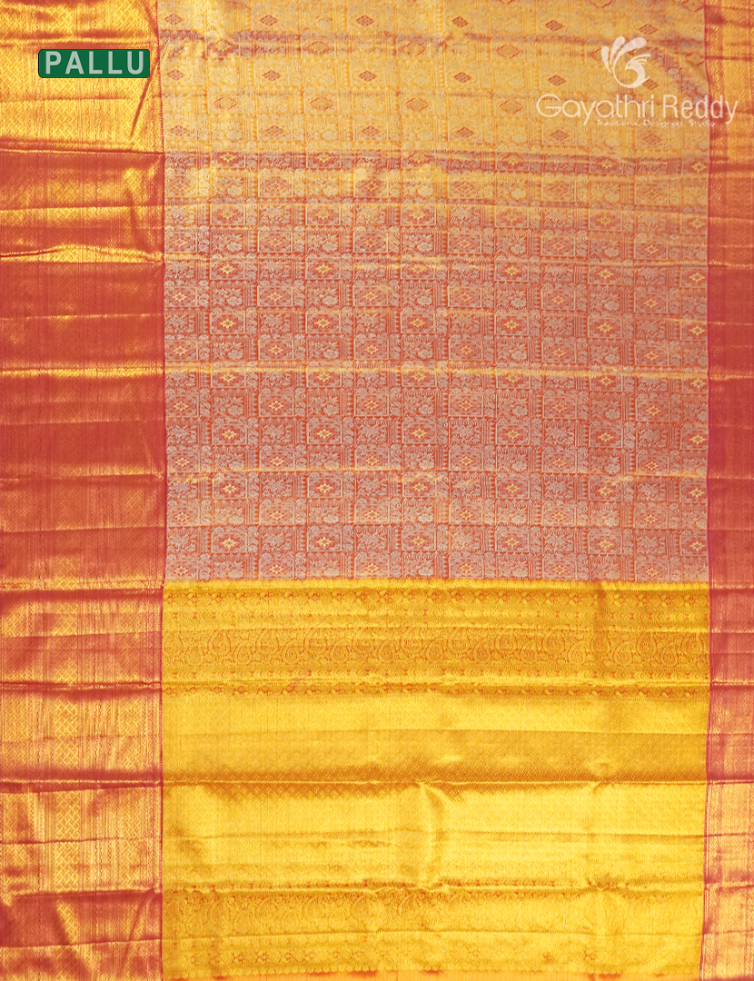 Pure Kanchipuram Silk Bridal Saree in Orange