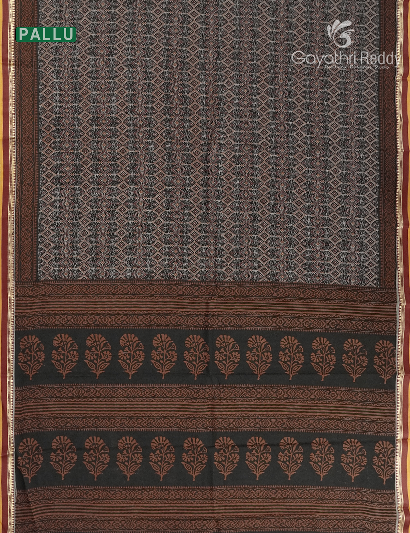 Vidharbha Cotton Saree in Black and Brown