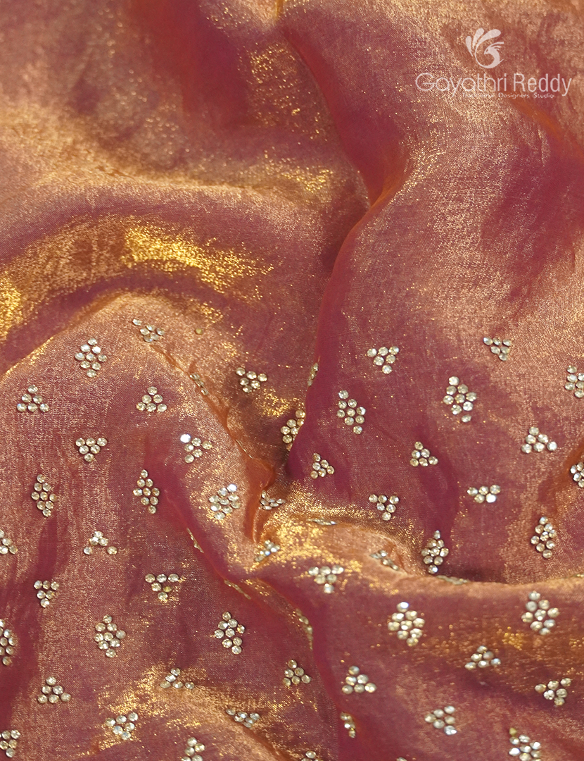 Organza Fancy Saree in Rose Gold