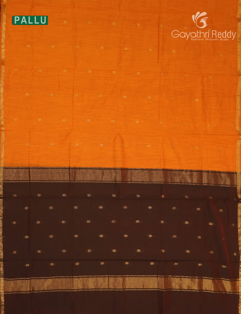 Sico Saree in Tangarine and Deep Brown
