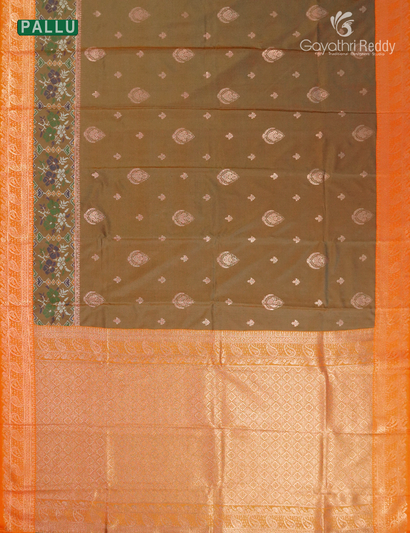 Semi Kanchipuram Art Silk Saree in Brown