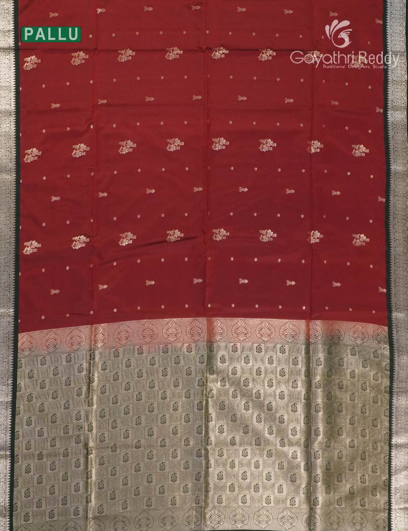 Soft Silk Saree in Deep Maroon and Deep Green