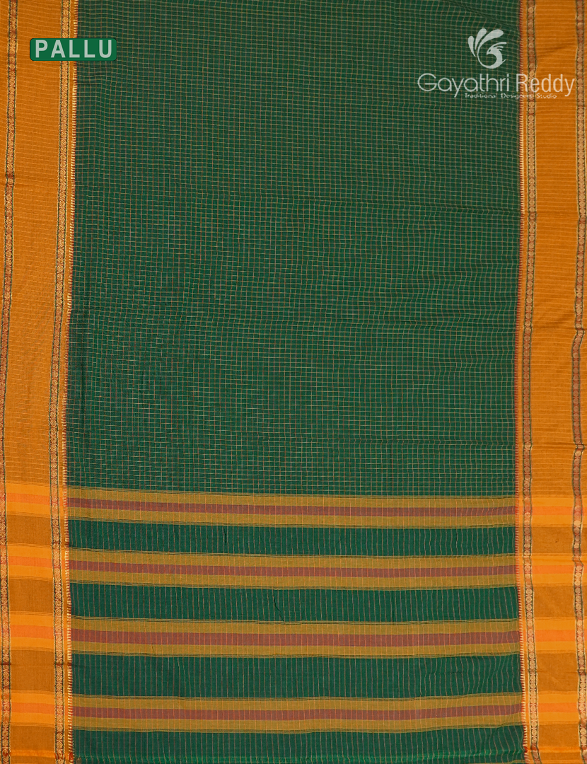 Pure Narayanpet Cotton Saree in Bottle Green