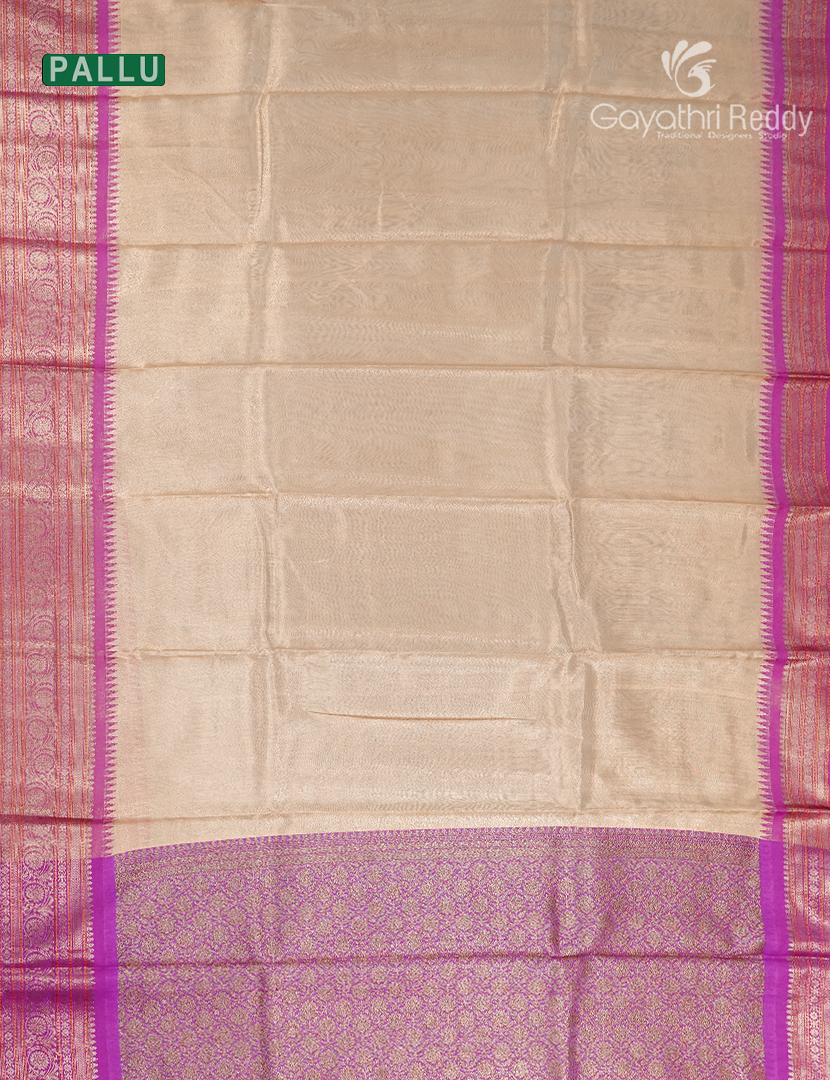 Semi Tissue Gadwal Saree in Off White and Blush Pink