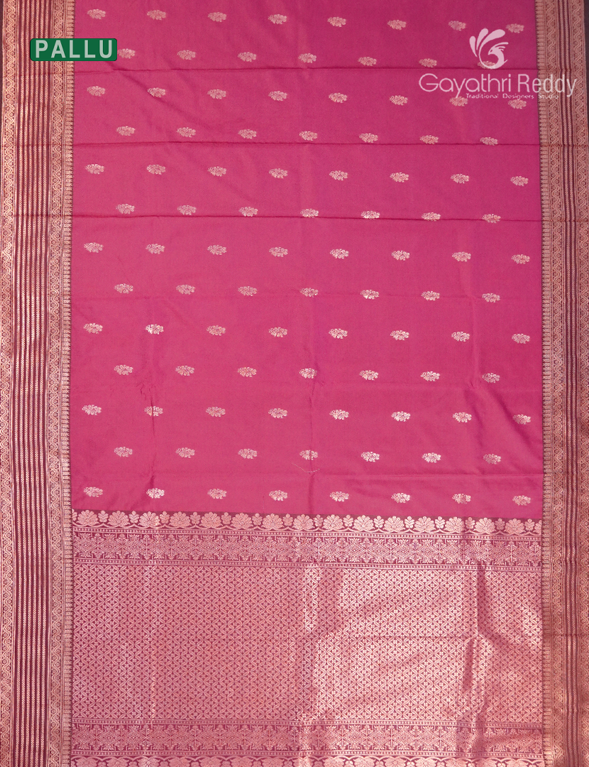 Semi Kanchipuram Art Silk Saree in Rani Pink
