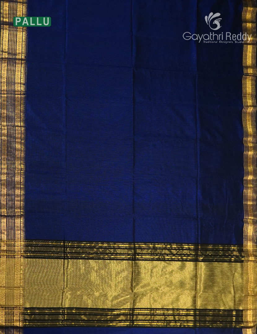 Pure Chanderi Sico Saree in Deep Navy Blue
