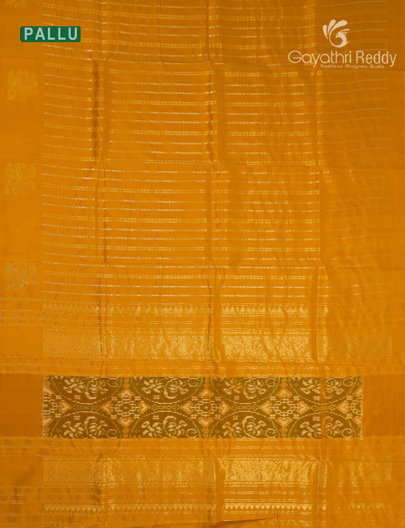 Pure Ikat Silk Saree in Yellow