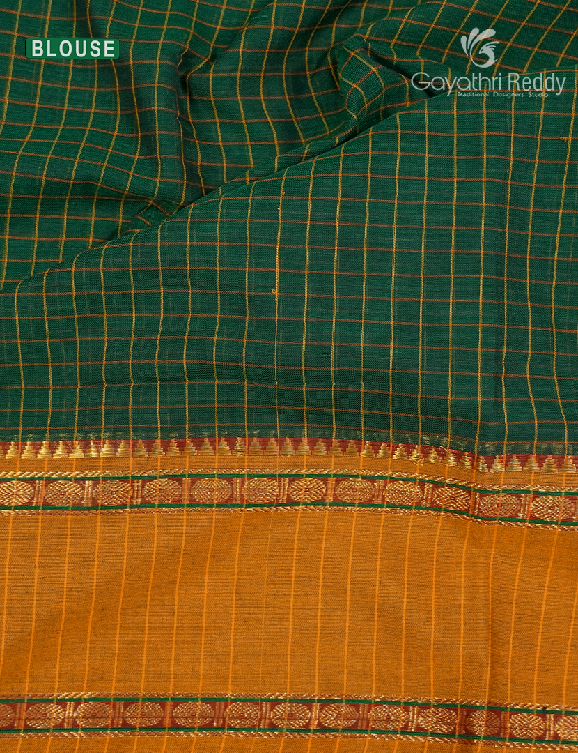 Pure Narayanpet Cotton Saree in Bottle Green