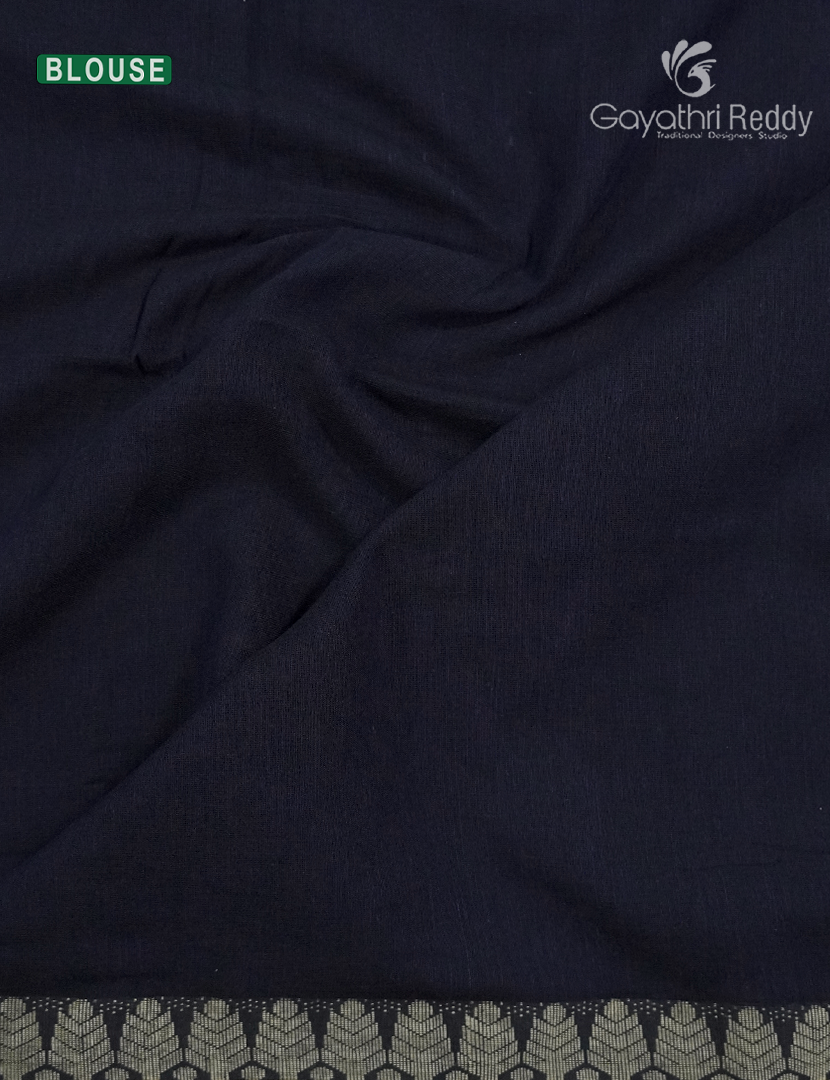 Jamdani Cotton Saree in Deep Navy Blue