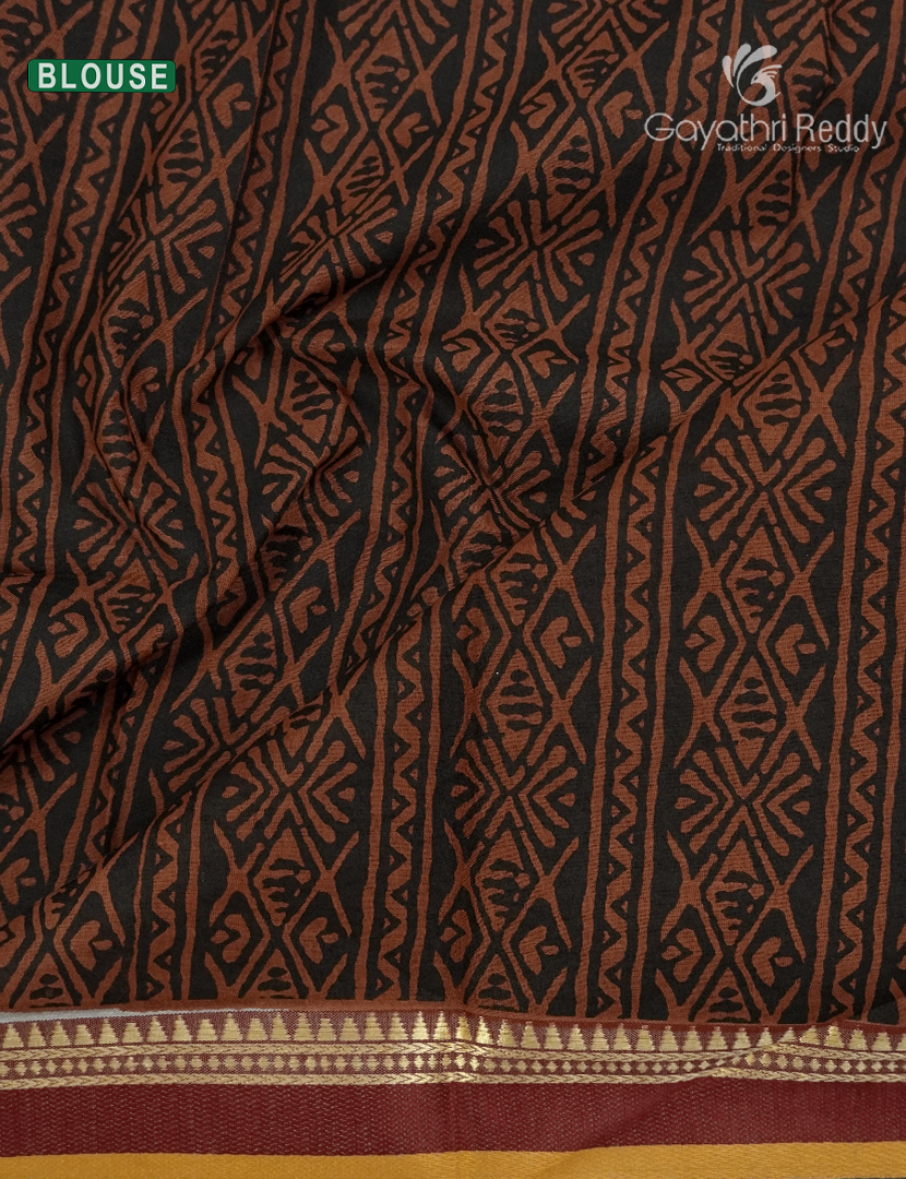 Vidharbha Cotton Saree in Black and Brown