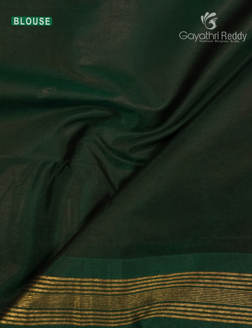 Kanchipuram Sico Saree in Brown and Bottle Green