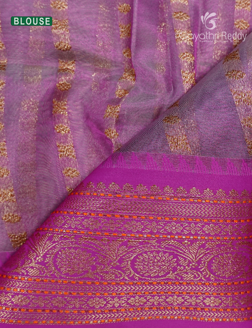 Semi Tissue Gadwal Saree in Off White and Blush Pink