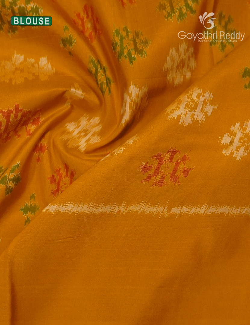 Pure Ikat Silk Saree in Yellow