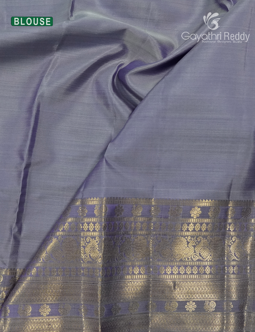 Pure Kanchipuram Silk Saree in Royal blue and Pastel Lavender  (Broad Borders )