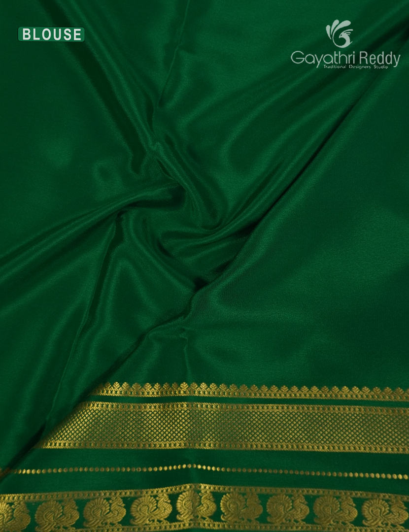 Pure Mysore Silk Saree in Rani Pink and Deep Green