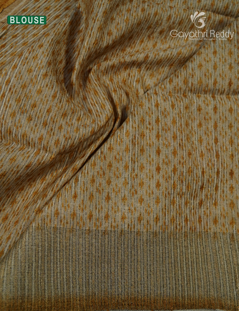 Semi Tussar Saree in Mustard and Ivory