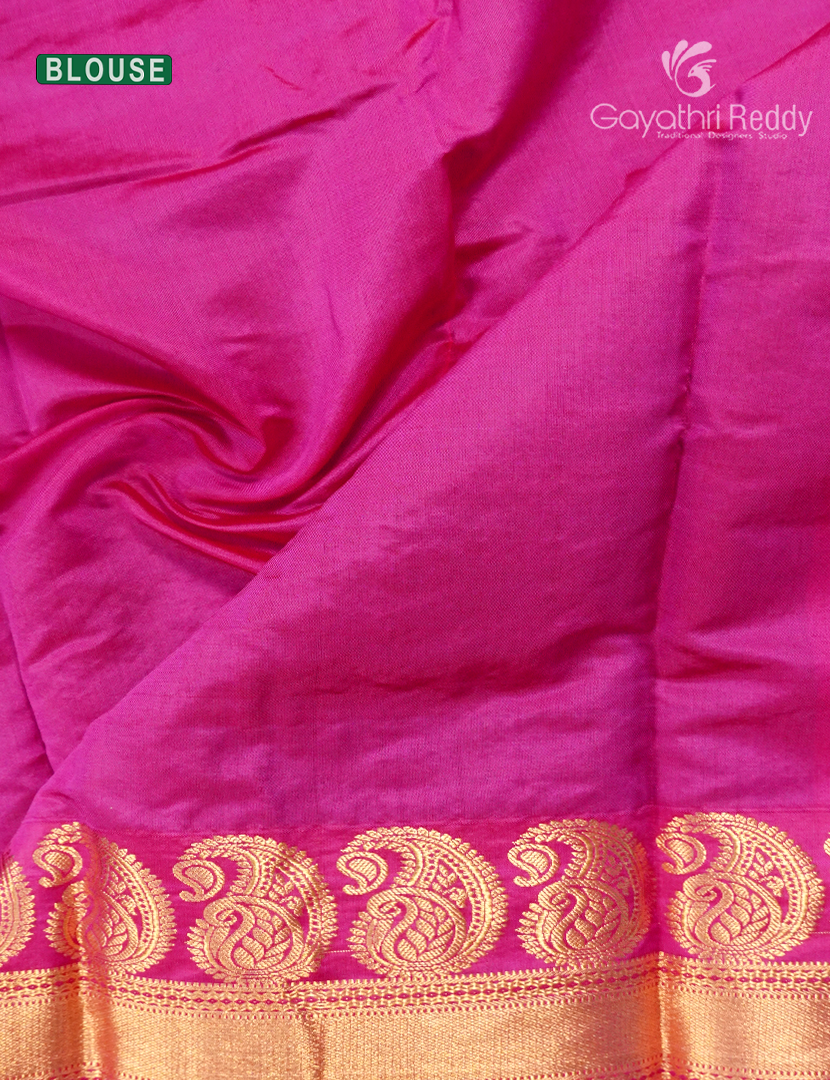 Pure Kanchi Sico Saree in Parrot Green and Lotus Pink