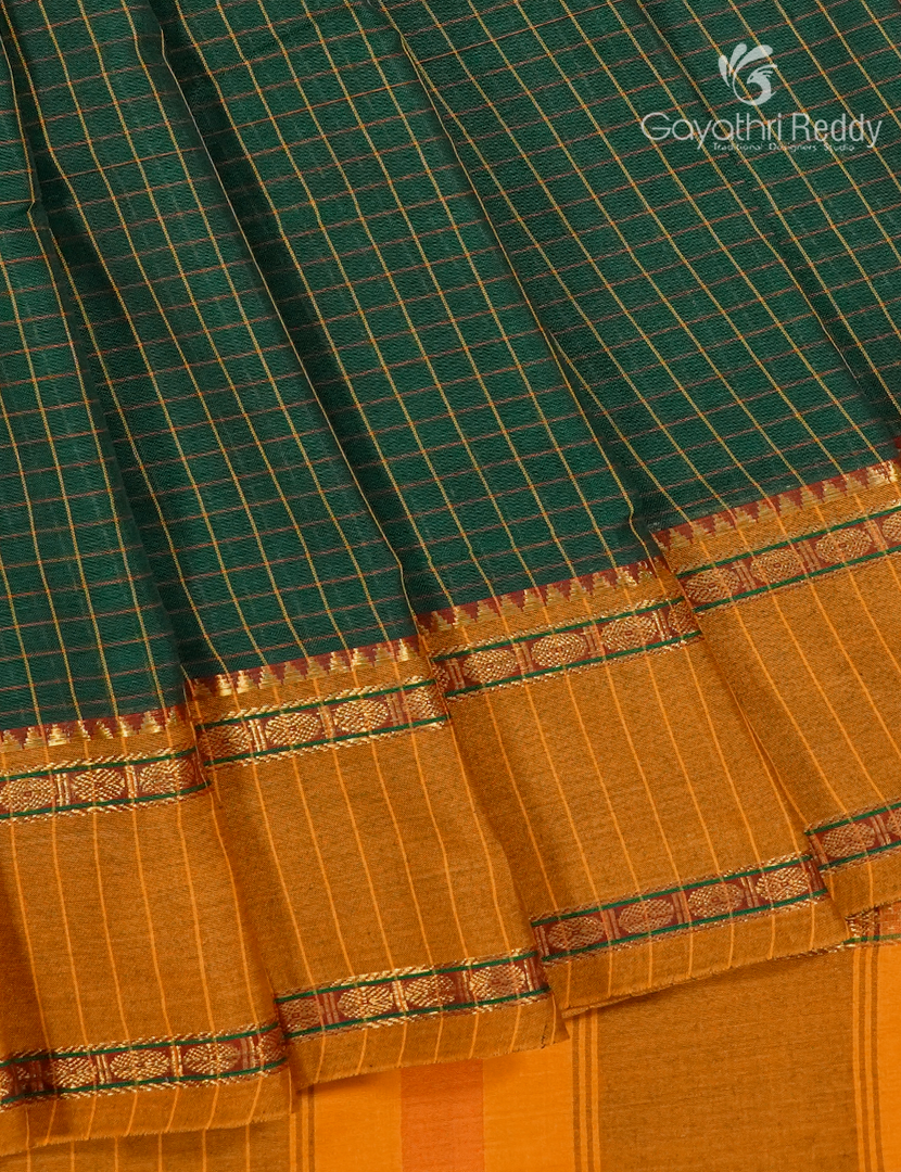 Pure Narayanpet Cotton Saree in Bottle Green