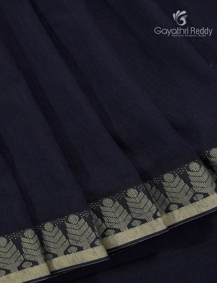 Jamdani Cotton Saree in Deep Navy Blue