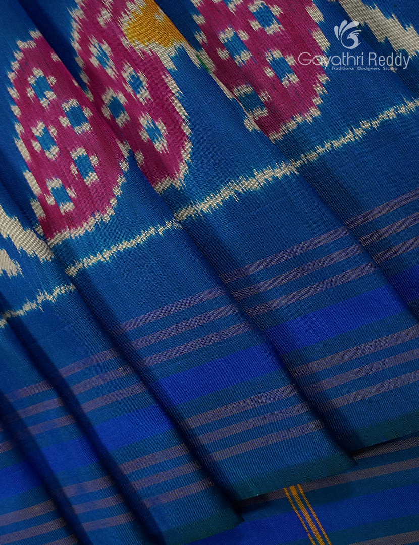 Pure Ikat Silk Saree in Blue
