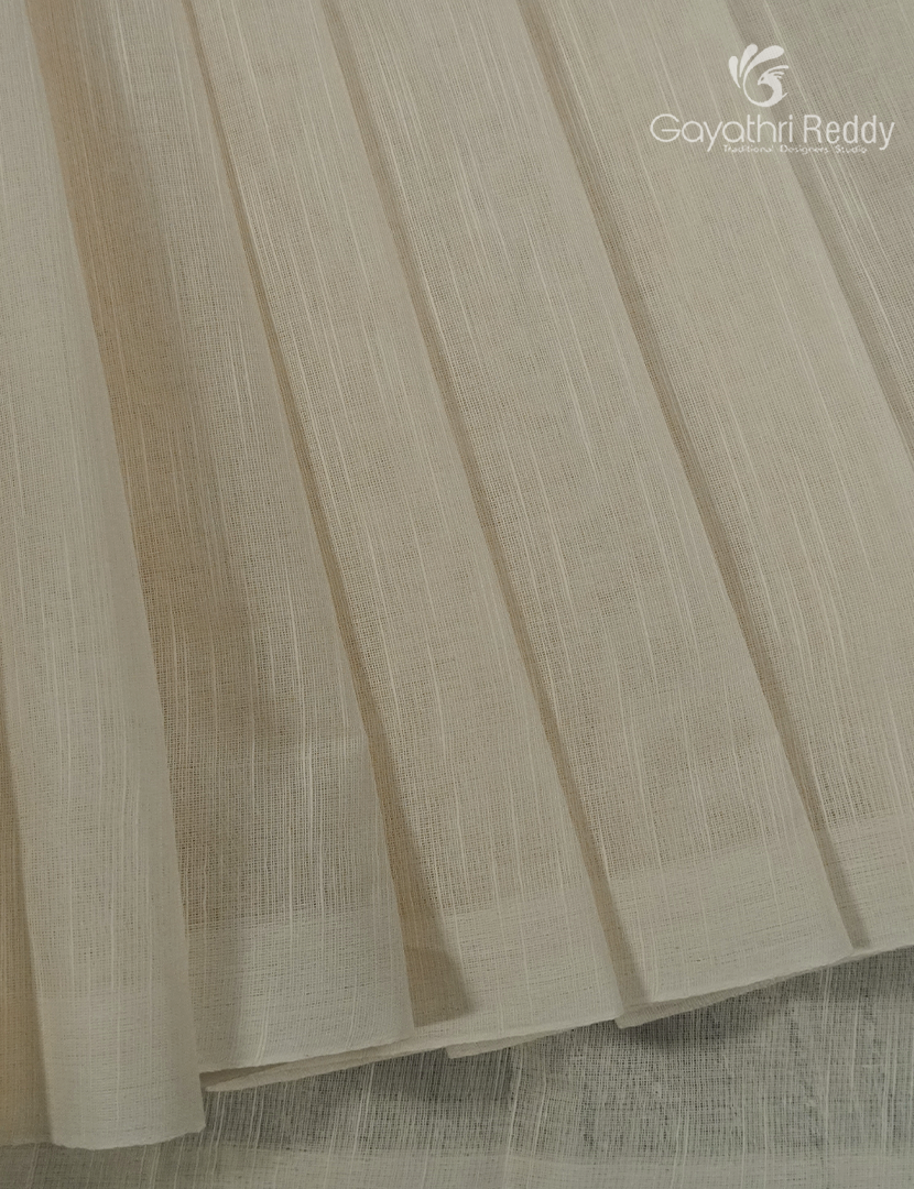 Pure Handloom Cotton Saree in Cream