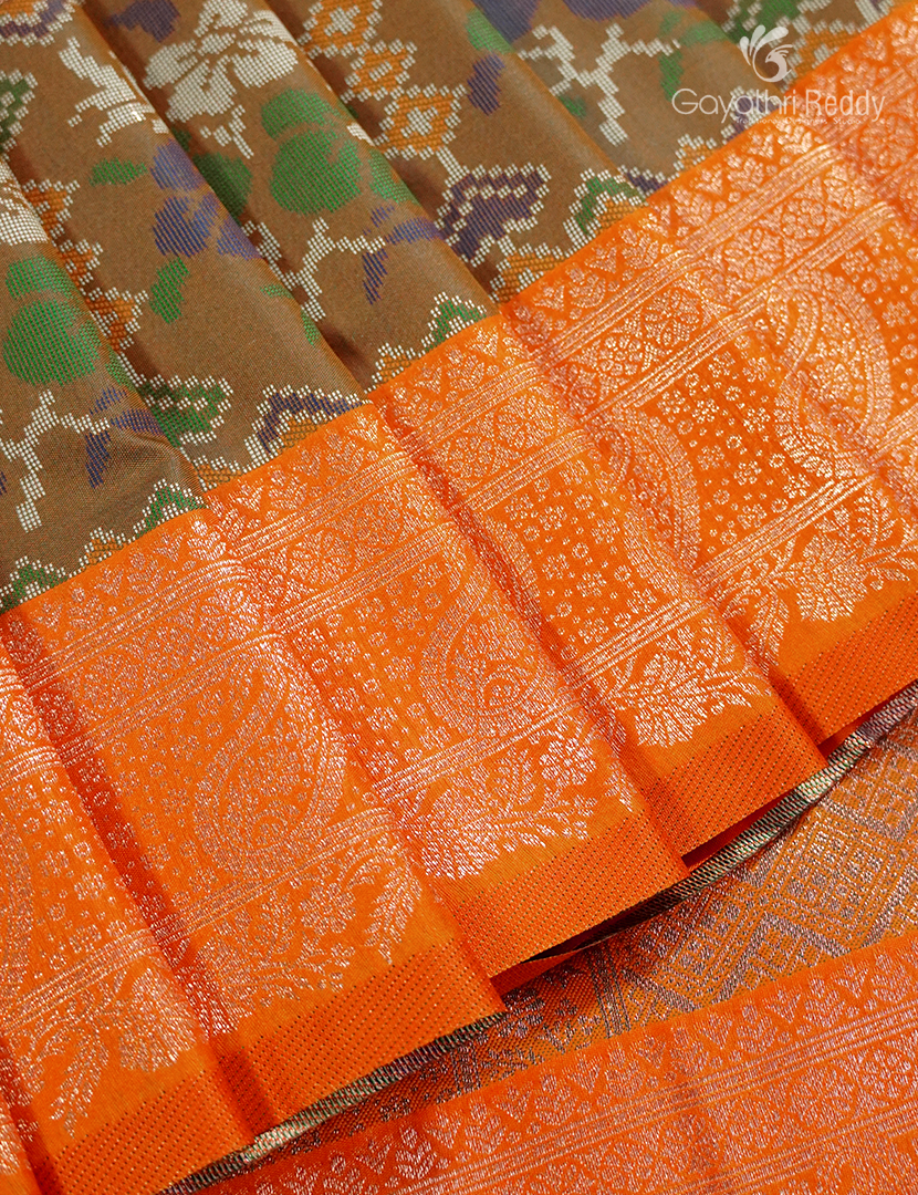 Semi Kanchipuram Art Silk Saree in Brown