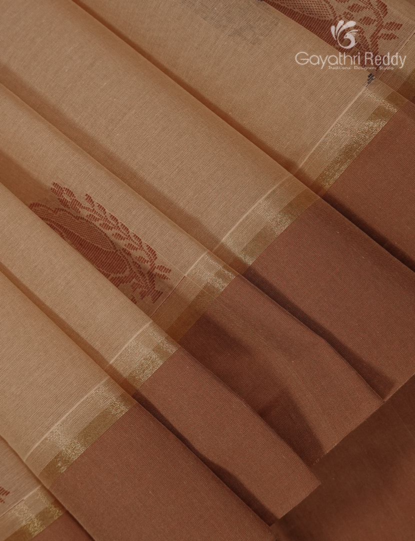 Pure Kanchi Cotton Saree in Beige