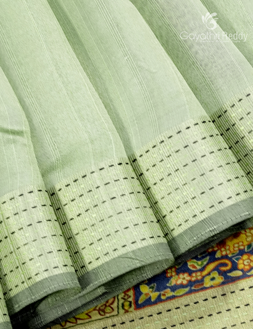 Semi Tussar Saree in Pastel Mint Green