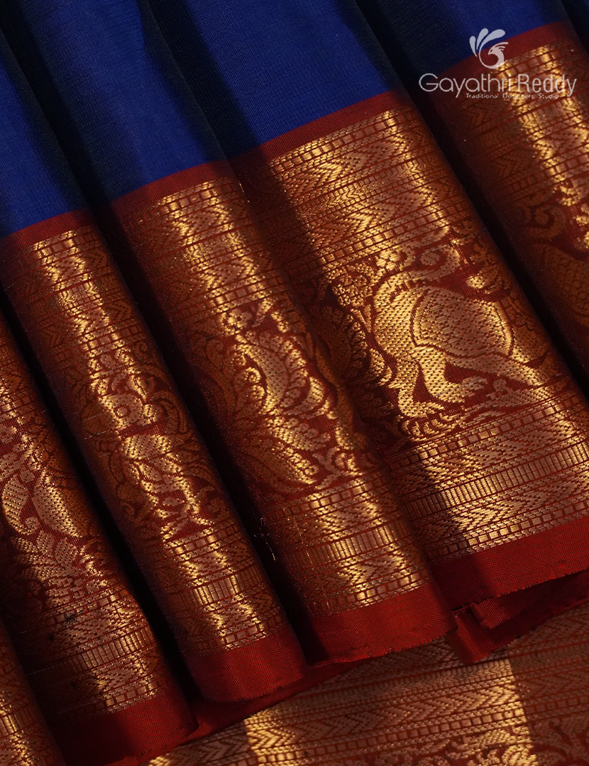 Pure Kanchipuram Soft Silk Saree and Blue and Red