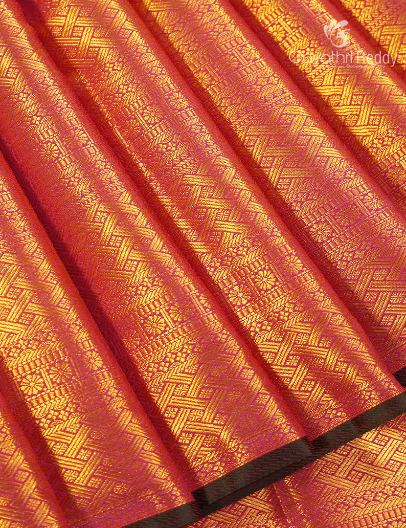 Pure Kanchipuram Silk Bridal Saree in Orange