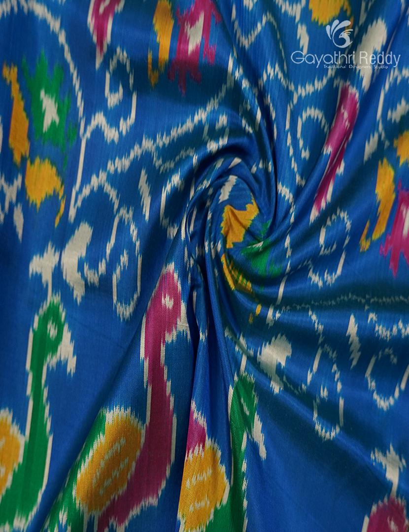Pure Ikat Silk Saree in Blue