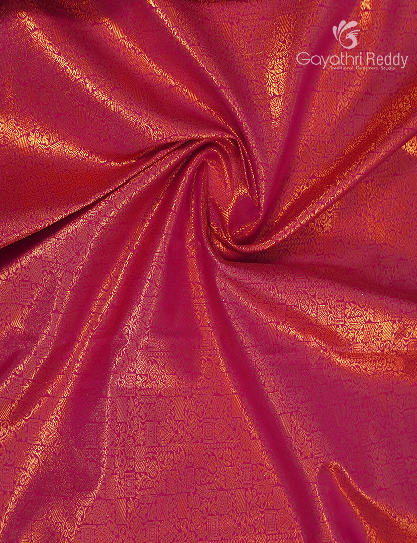 Semi Kanchipuram Silk Saree in Rani Pink