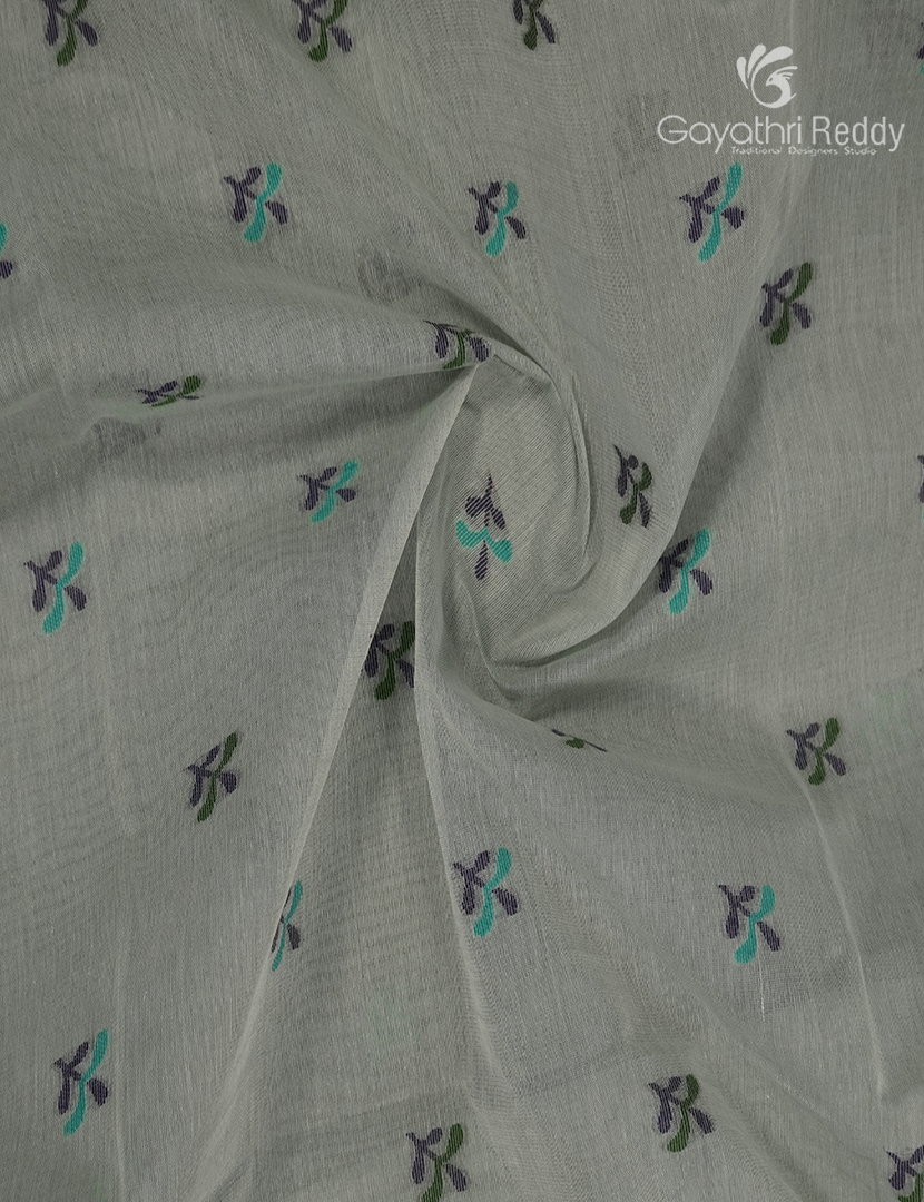 Jamdani Cotton Saree in Olive Grey